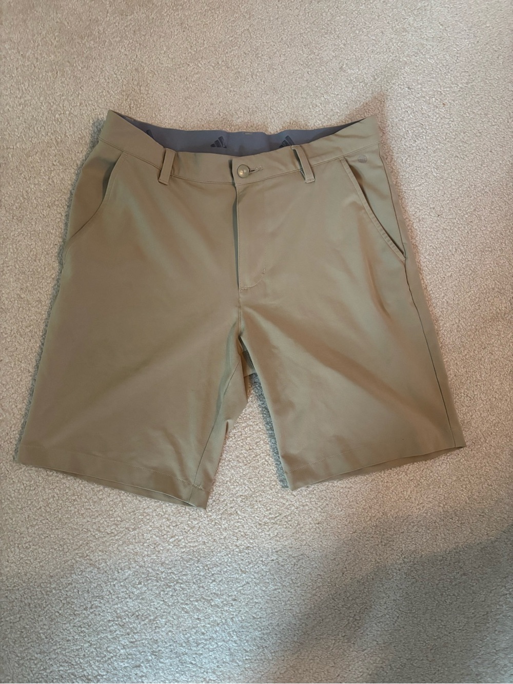 adidas Men’s Tan Flat-Front Golf Shorts
